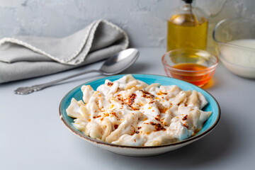 Traditional Turkish cuisine; Turkish ravioli, Turkish name; Manti, ucgen manti