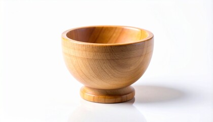 Single Unfinished Wooden Egg Cup on White Background