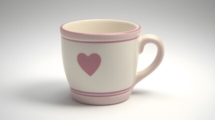Obraz premium Charming Pink Heart Mug Coffee Cup Tea