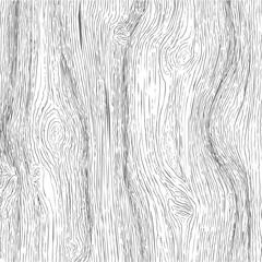 Seamless black and white wood grain texture in hand-drawn linear pattern. Vector illustration in sketch style