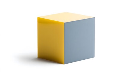 Abstract Half Yellow Half Blue Cube Geometric Shape Block