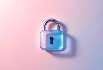 An icon of a glass lock on a pastel background.