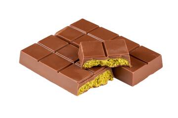 Dubai chocolate, milk chocolate filled with peanut butter and kunefe