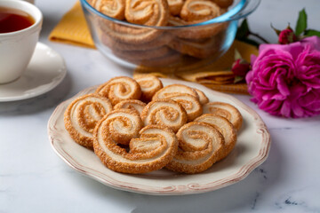 Palmiers or elephant ears, puff pastry cookies
