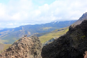 mountain landscape with clouds in iceland