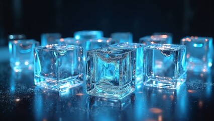 The scene of ice sculptures in bars