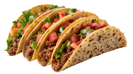 Taco with Fillings Isolated on Transparent Background

