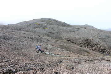 hiker in the mountains of iceland
