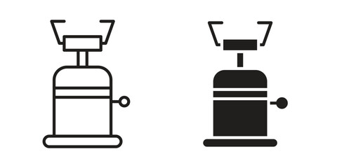 Camping gas icon in Thin linear and flat style. sign and symbol set