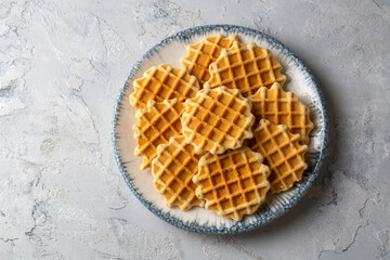 Biscuit waffle is delicious. Waffle on a plate.