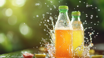 Refreshing sports drinks splash in vibrant colors, showcasing endurance flavors and energizing appeal