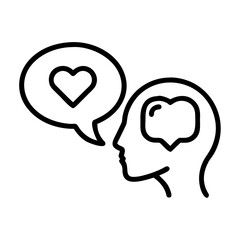 Mental health talk bubble and heart — emotional support icon, transparent background