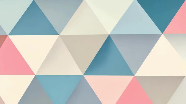 Pastel geometric triangle pattern with abstract design, blue, pink and beige shades for modern background.