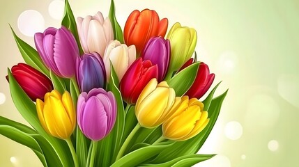 Fototapeta premium Vibrant Colorful Tulip Bouquet Spring Flowers