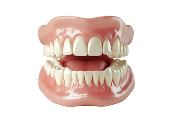A set of false teeth isolated on transparent background