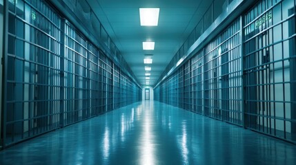 Empty prison corridor