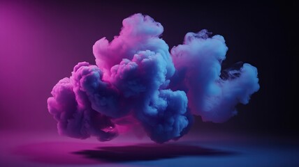 Fototapeta premium Abstract swirling smoke clouds illuminated by vibrant pink and blue neon lights