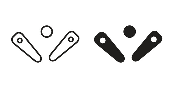 Pinball icon in Thin linear and flat style. sign and symbol set