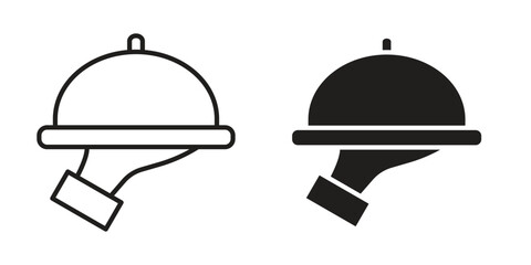 Fototapeta premium Restaurant Tray icon in Thin linear and flat style. sign and symbol set