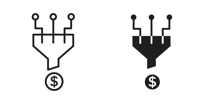 Sales funnel icon in Thin linear and flat style. sign and symbol set