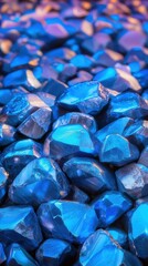 Vibrant Blue Crystal Rocks with Iridescent Facets and Shine