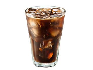 Refreshing Iced Coffee with Cream and Ice in a Tall Glass