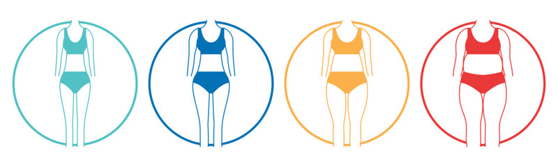 Underweight, Normal, Chubby, Overweight icon set illustration vector. Inside Circle
