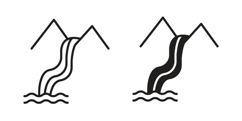Fototapeta premium Waterfall icon in Thin linear and flat style. sign and symbol set