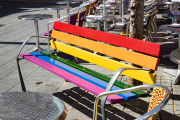 LGBT benches in Sitges, Spain, a symbol of diversity