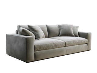 Luxurious Plush Sofa with Multiple Cushions in a Neutral Tone - Modern Living Room Furniture