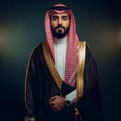 Saudi model wearing traditional Elegant dress 