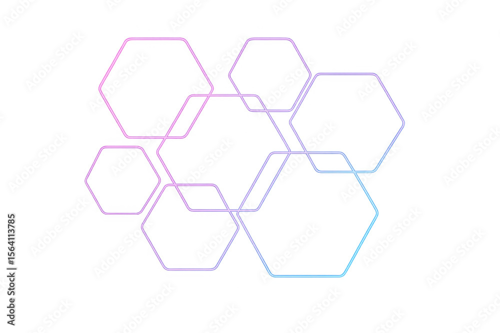Aufkleber Gradient hexagons networking, creating sleek technological pattern representing digital innovation and scientific connectivity