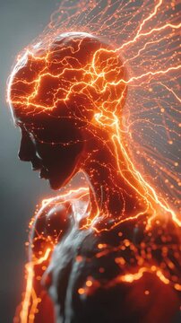 An evocative image of a person with glowing veins, radiating energy and vitality, set against a moody backdrop, representing inner power and transformation.
