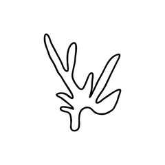 Obraz premium Abstract Coral Branch Doodle Icon in Organic Black Line Art Style for Ocean Themed Design, Nature Elements and Eco Graphic Projects on Transparent Background