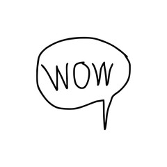 Hand drawn &ldquo;WOW&rdquo; speech bubble in bold black doodle style, perfect for kids&rsquo; response icons, cartoon comics, UI alerts, or expressive child communication designs in transparent SVG format
