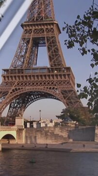 Animation of financial data processing over paris cityscape