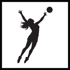 Volleyball Silhouette Clipart on White Background