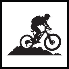Fototapeta premium Mountain Biking Silhouette Clipart