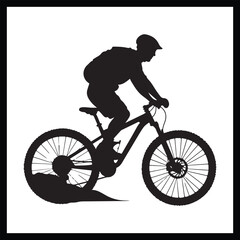 Fototapeta premium Mountain Bike Rider Silhouette Art