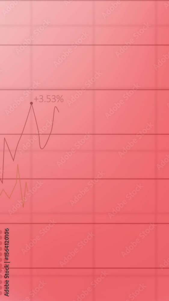 Poster animation of statistical data processing over grid network against pink gradient background