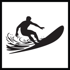 Surfer Riding Wave Silhouette