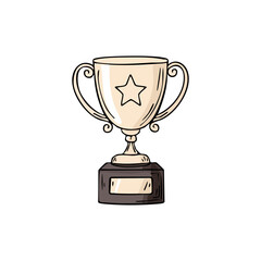 Vector drawing of a champion prize cup with star emblem