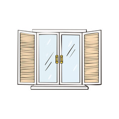 Open window with shutters vector drawing