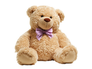 Obraz premium Adorable Teddy Bear with a Pretty Purple Bow - Perfect Cuddle Buddy