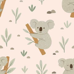 Koalas seamless pattern design. Repeat pattern   © Hanna