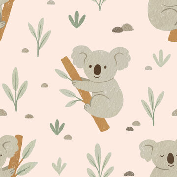 Koalas seamless pattern design. Repeat pattern	
