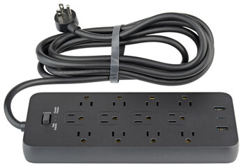 Power strip. Surge protector with 12 Outlets, USB and USB-C Ports type A class 5V 2.1A. Extension...