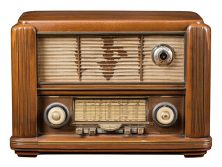 Vintage wooden radio with classic design and tuning dial, capturing nostalgia and retro technology