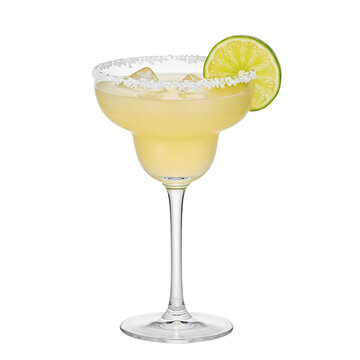 margarita cocktail glass with lemon,isolated on white background