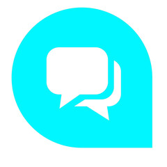 Fototapeta premium Cyan Chat Bubble Icon for Communication, Messaging, and Social Media, Representing Dialogue, Conversation, and Online Interaction in Digital Platforms